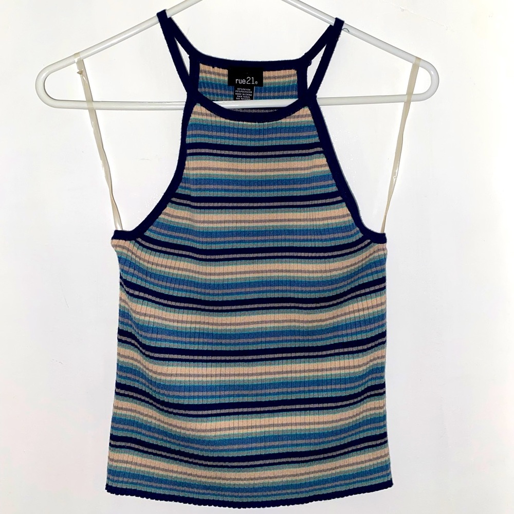 Rue 21 shades of blue striped tank top